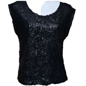 Matte black sequin top S